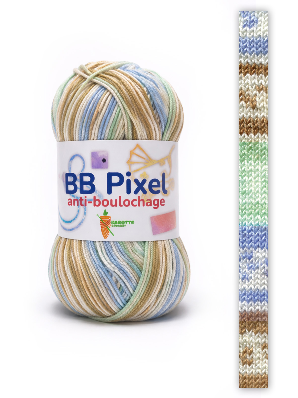 BB PIXEL marron, bleu, vert d'eau, blanc 100g