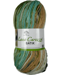 LANA CAREZZA BATIK blanc-beige-vert 100g