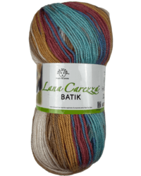 LANA CAREZZA BATIK beige-bleu-rouge 100g